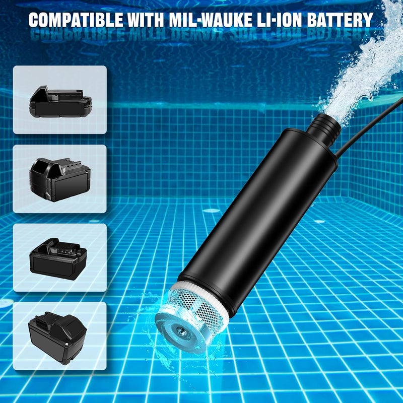 TEPULAS Mini Water Transfer Pump for Milwaukee M18 18V Battery, 635GPH Cordless Water Pump for Pool Draining, Pond, Garden, Fish Tank(Bare Tool) - Image 3